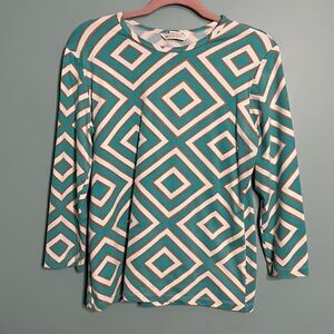 Mahi Gold Geometric 3/4 Sleeve Top
